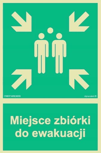 Mój dom Miejsce Zbiórki Do Ewakuacji 150X100 Tablica Płyta Świeci W Nocy Przylepce Libres Polska Sp Af007_100X150_Ps 5904937039322