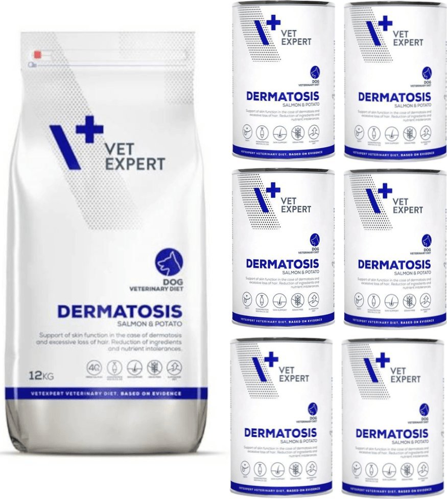 VET EXPERT VETEXPERT Dog Dermatosis Salmon Potato 12kg + Dermatosis Dog 6x400g