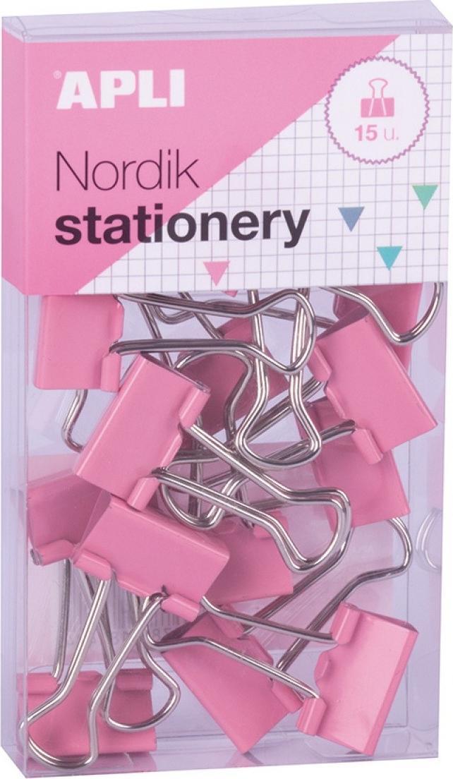 Apli Klipy do dokumentów APLI Nordik, 19 mm, 15 szt., pudełko z zawieszką, mix kolorów pastel