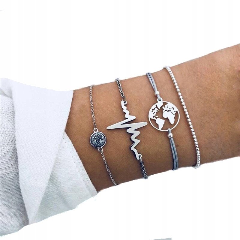 ZESTAW BRANSOLETEK BOHO RETRO PUNK Charms 61