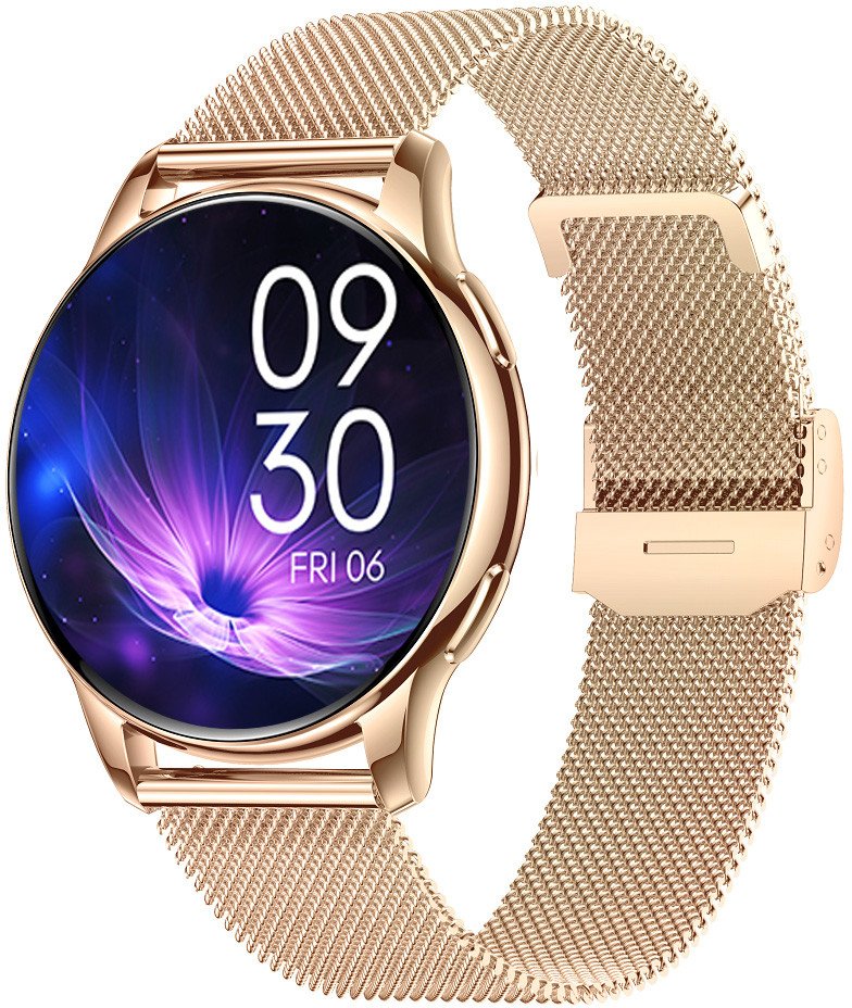 Smartwatch damski Rubicon -Asturia- - AMOLED rozmowy BT tętno SpO IP67 złoty