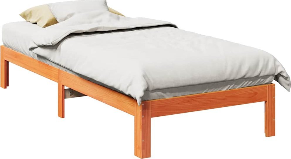 vidaXL Łóżko bez materaca, woskowy brąz, 80x200 cm, drewno sosnowe