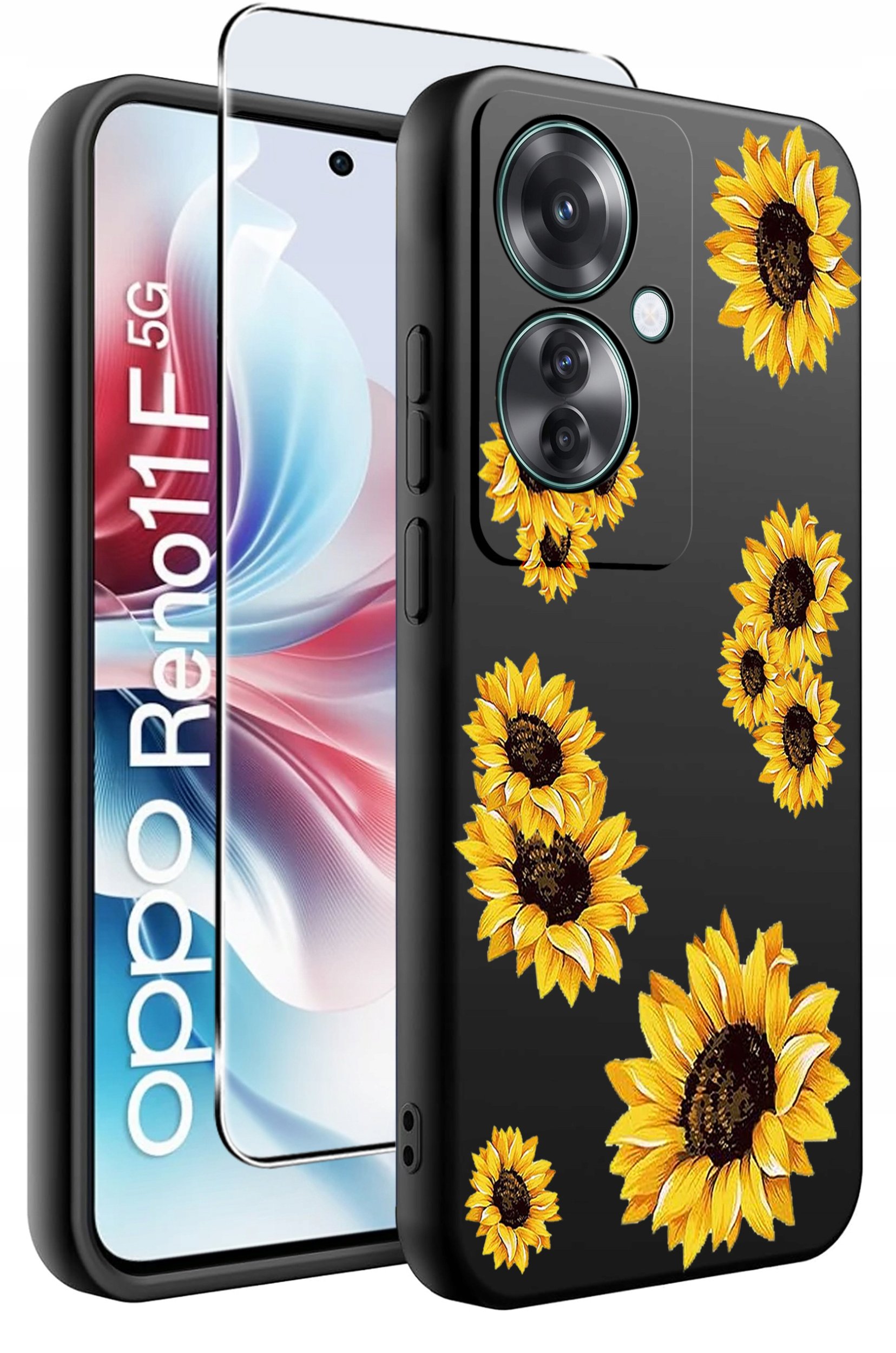 ETUI do Oppo Reno11 F 5G WZORY | SILIKONOWE MATT CASE + SZKŁO HARTOWANE 9H