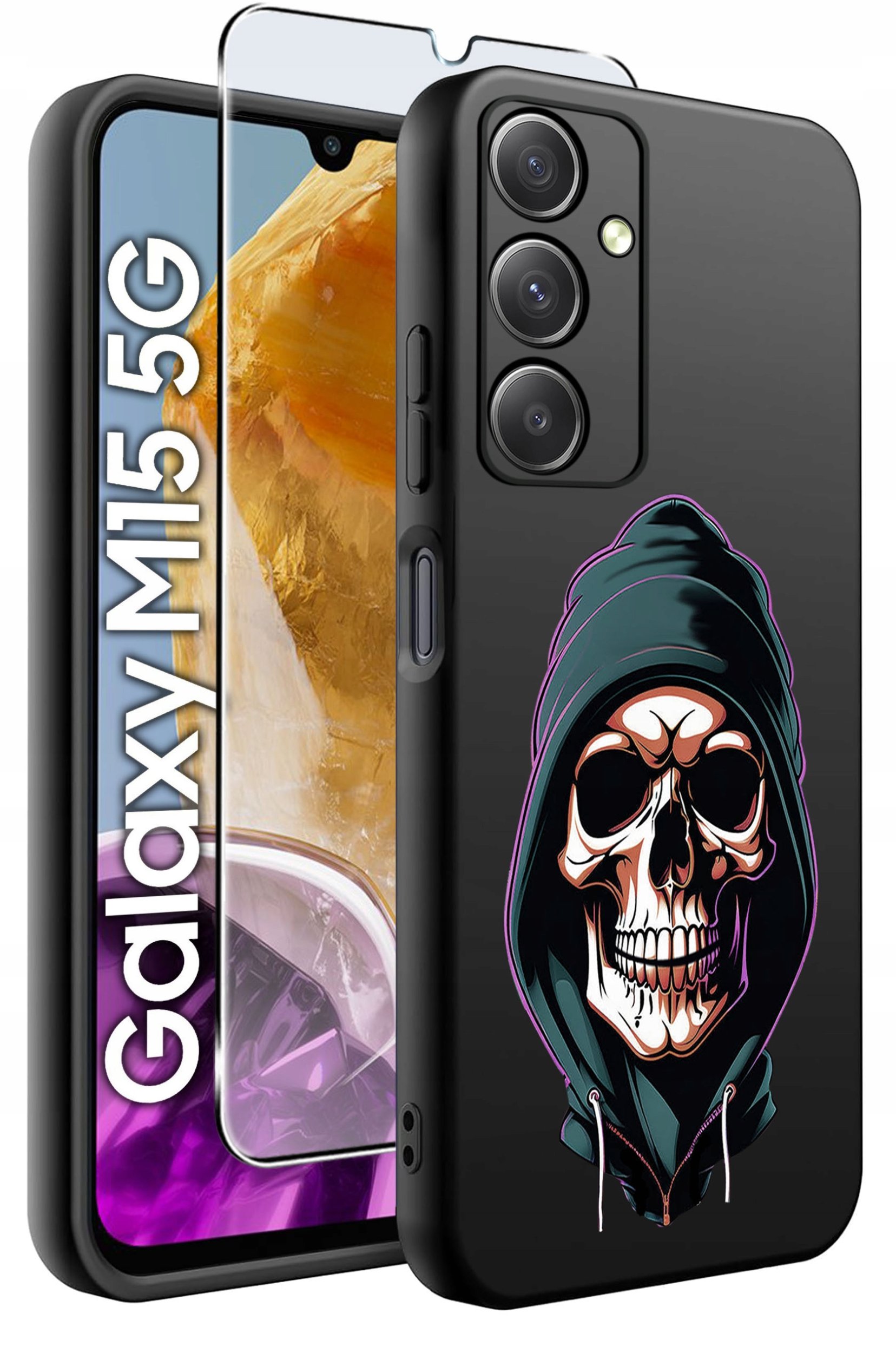 ETUI do Samsung M15 5G WZORY | SILIKONOWE MATT CASE + SZKŁO HARTOWANE 9H