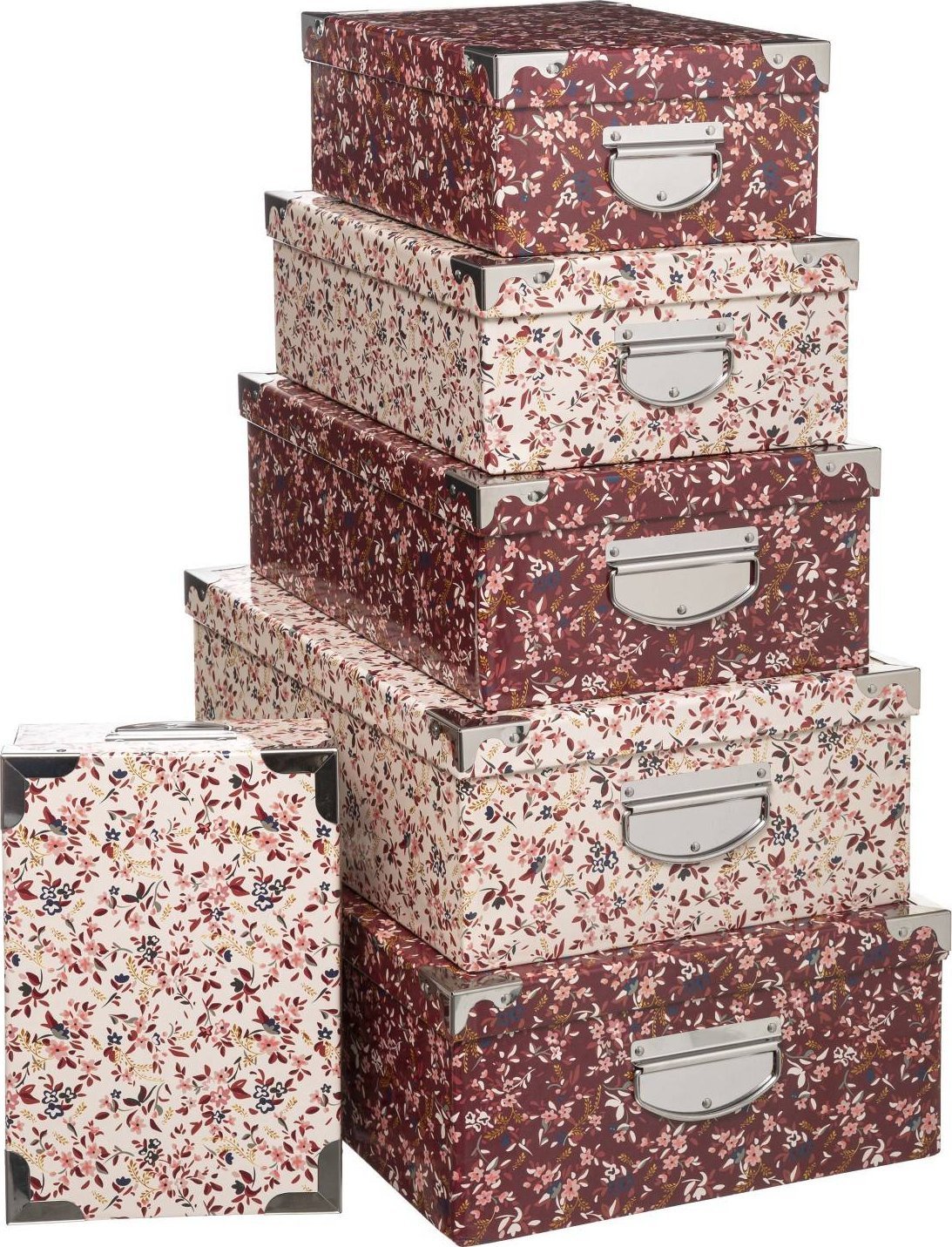 5five Zestaw pudełek w różnych rozmiarach, różowe, karton, 4 szt.