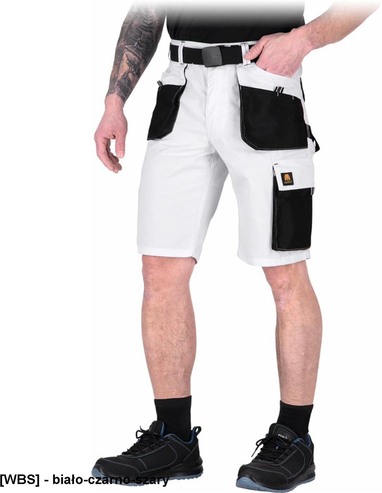 OX-OGR-TS - Spodnie ochronne robocze do pasa OGR z krótkimi nogawkami, męskie - biało-czarno-szary XL