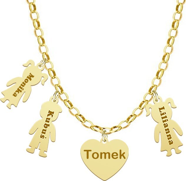 Radziszewska Jewellery Pozłacany Naszyjnik Personalizowany z Imionami GRAWER GRATIS