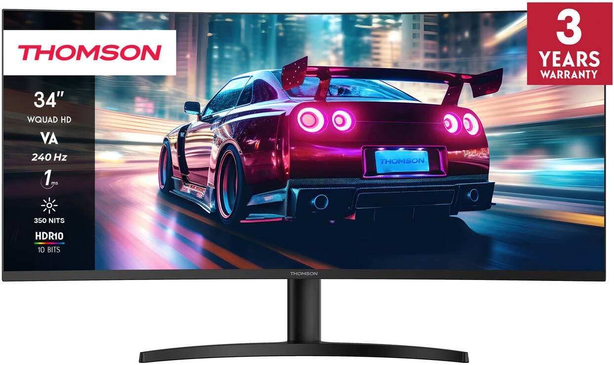 Monitor Thomson M34QG7Y14C monitor komputerowy 86,4 cm (34") 3440 x 1440 px UltraWide Quad HD LCD Czarny