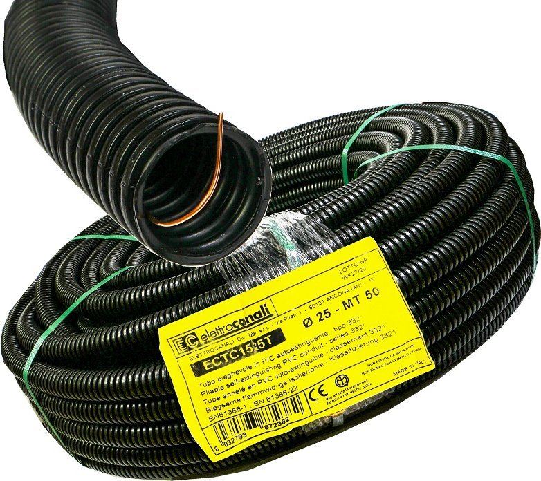 Elettrocanali Rura karbowana 750N PV 25 czarna z pilotem UV 50m