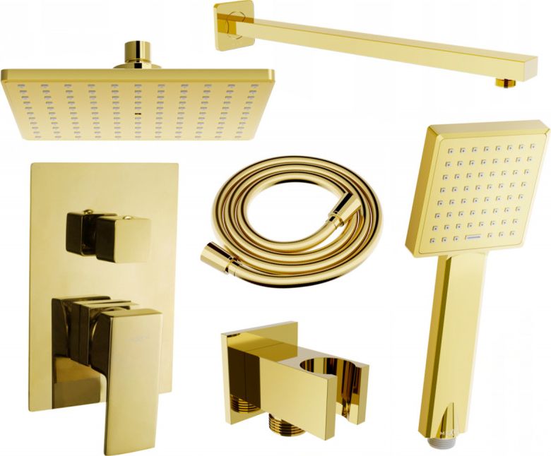 Zestaw prysznicowy Mexen Mexen Uno DR45 zestaw prysznicowy podtynkowy, złoty - 71435DR45-50