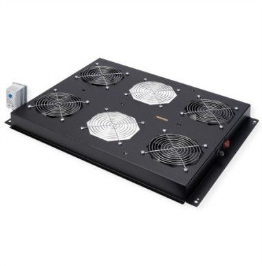 19-calowy wentylator dachowy ROLINE, 4 wentylatory, termostat, czarny