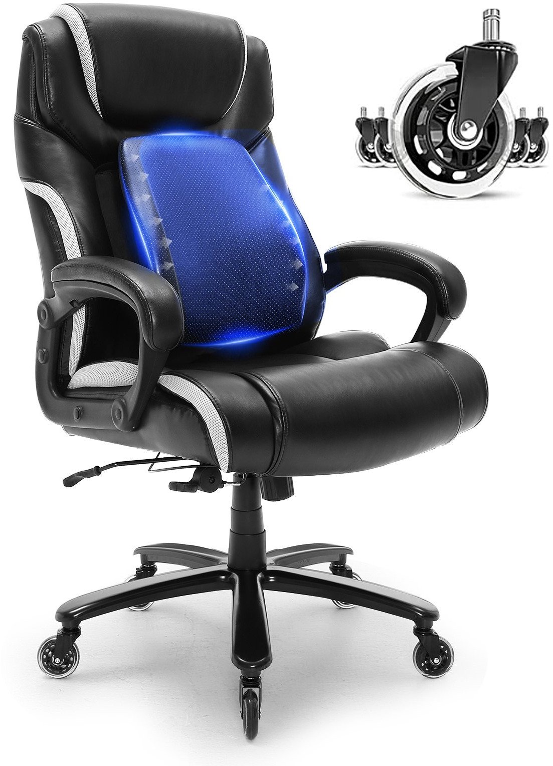 Fotel biurowy gabinetowy Ergonomiczny z podnóżkiem skórzany regulowany