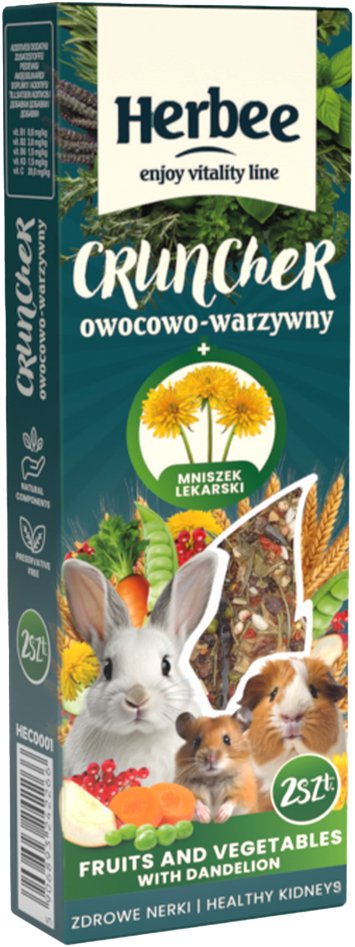 HERBEE cruncher dla gryzoni i królików 115g owocowo warzywny z mniszkiem lekarskim