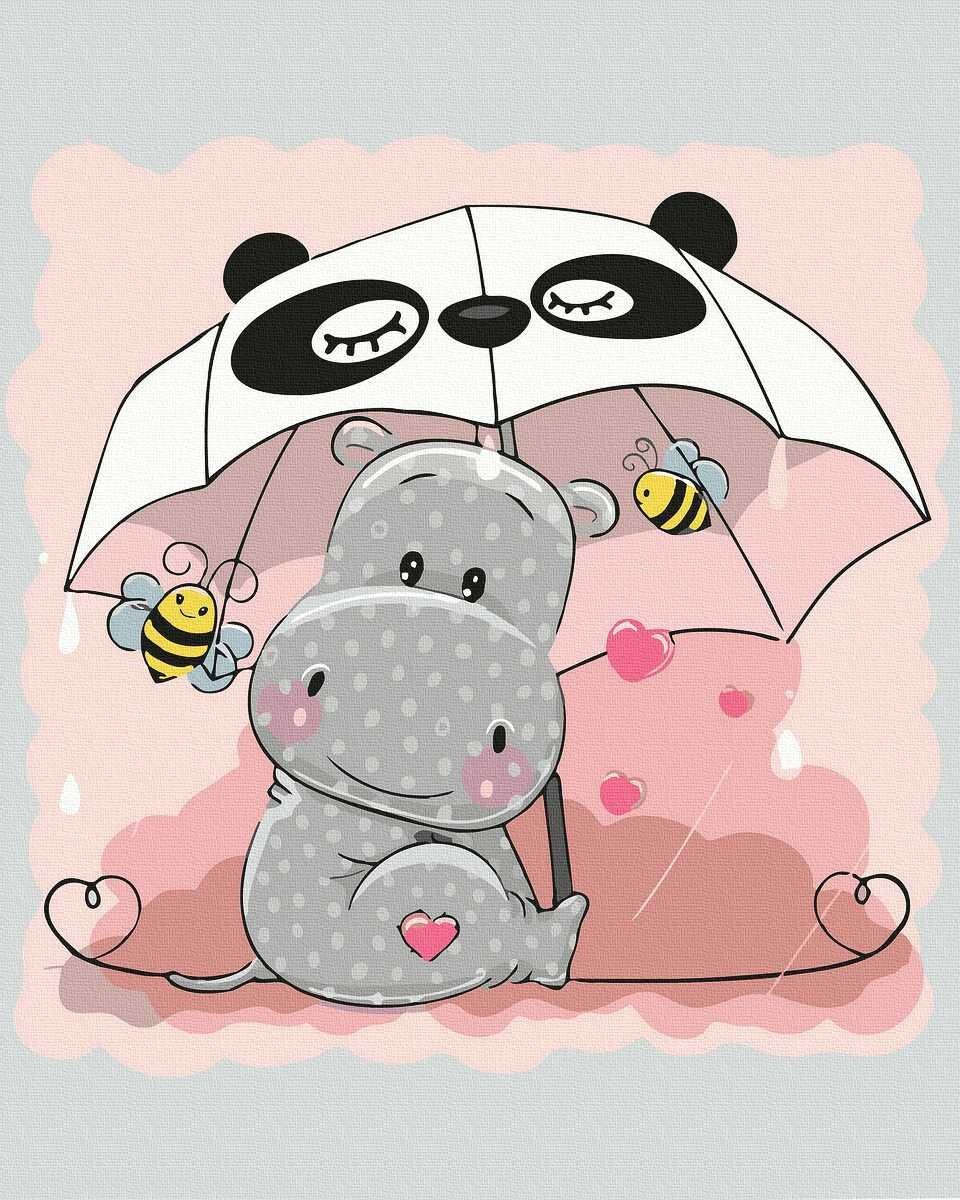 Norimpex Malowanie po numerach - ¦liczny hipopotam 40x50cm