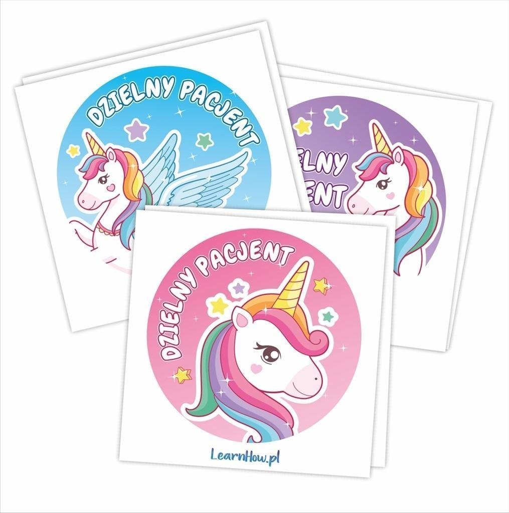 LearnHow Naklejki Dzielny pacjent - Jednorożce 60mm 60szt