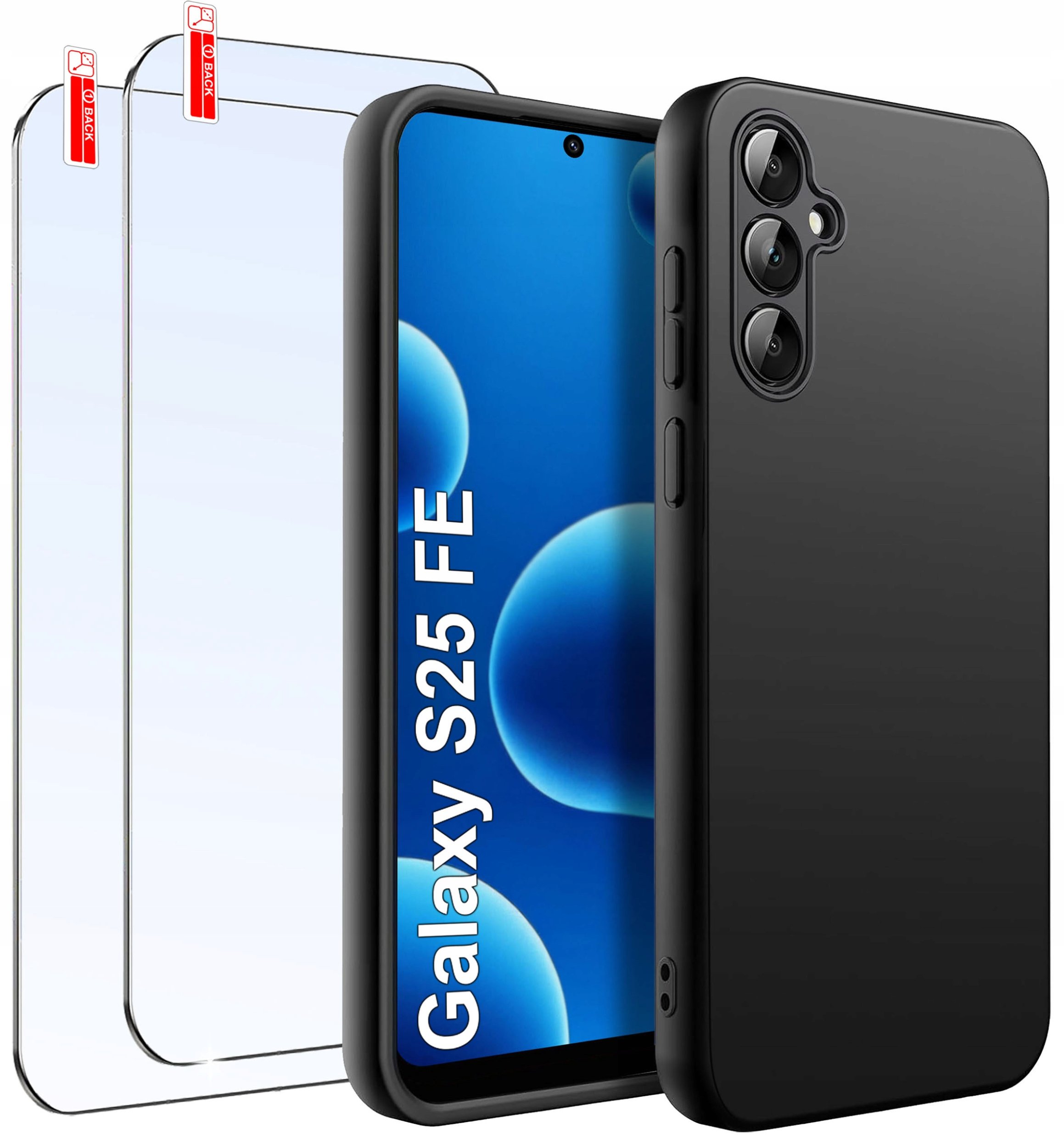 ZESTAW Etui do Samsung S25 FE | Matowe Czarne Silikon Slim + 2 SZTUKI SZKŁO