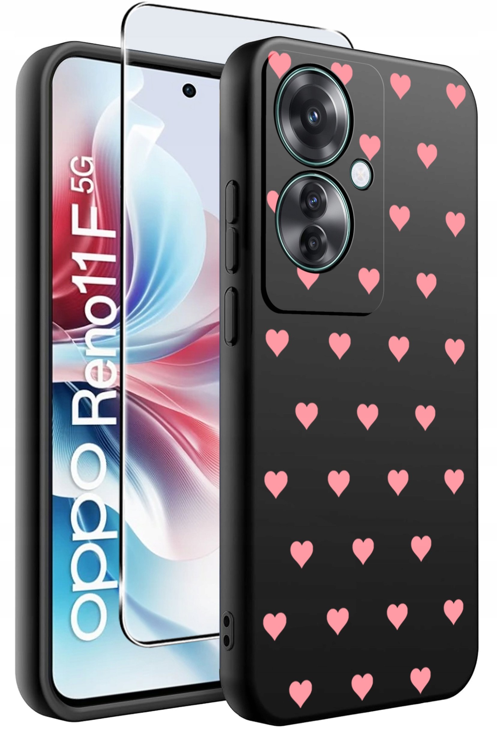 ETUI do Oppo Reno11 F 5G WZORY | SILIKONOWE MATT CASE + SZKŁO HARTOWANE 9H