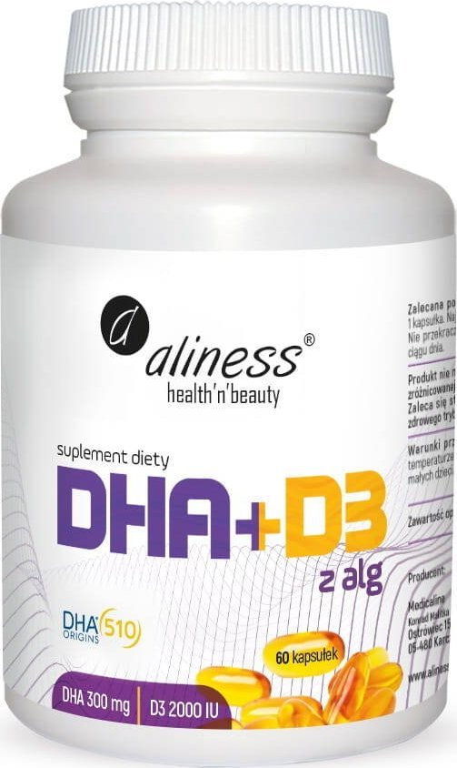 Aliness OMEGA DHA 300MG Z ALG + WITAMINA D3 2000IU 60 KAPSUŁEK