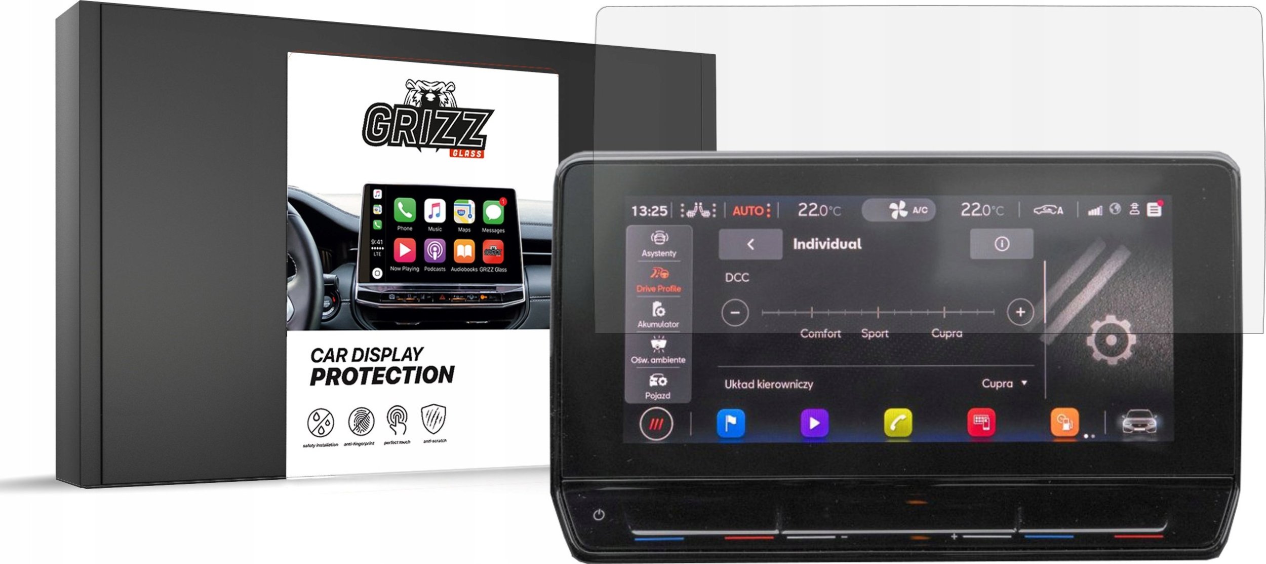 GrizzGlass Folia ceramiczna GrizzGlass CarDisplay Protection do Seat Leon 4 10"