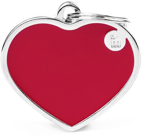 Zawieszka Adresówka Identyfikator z grawerem dla psa i kota czerwone serce z obramówką L