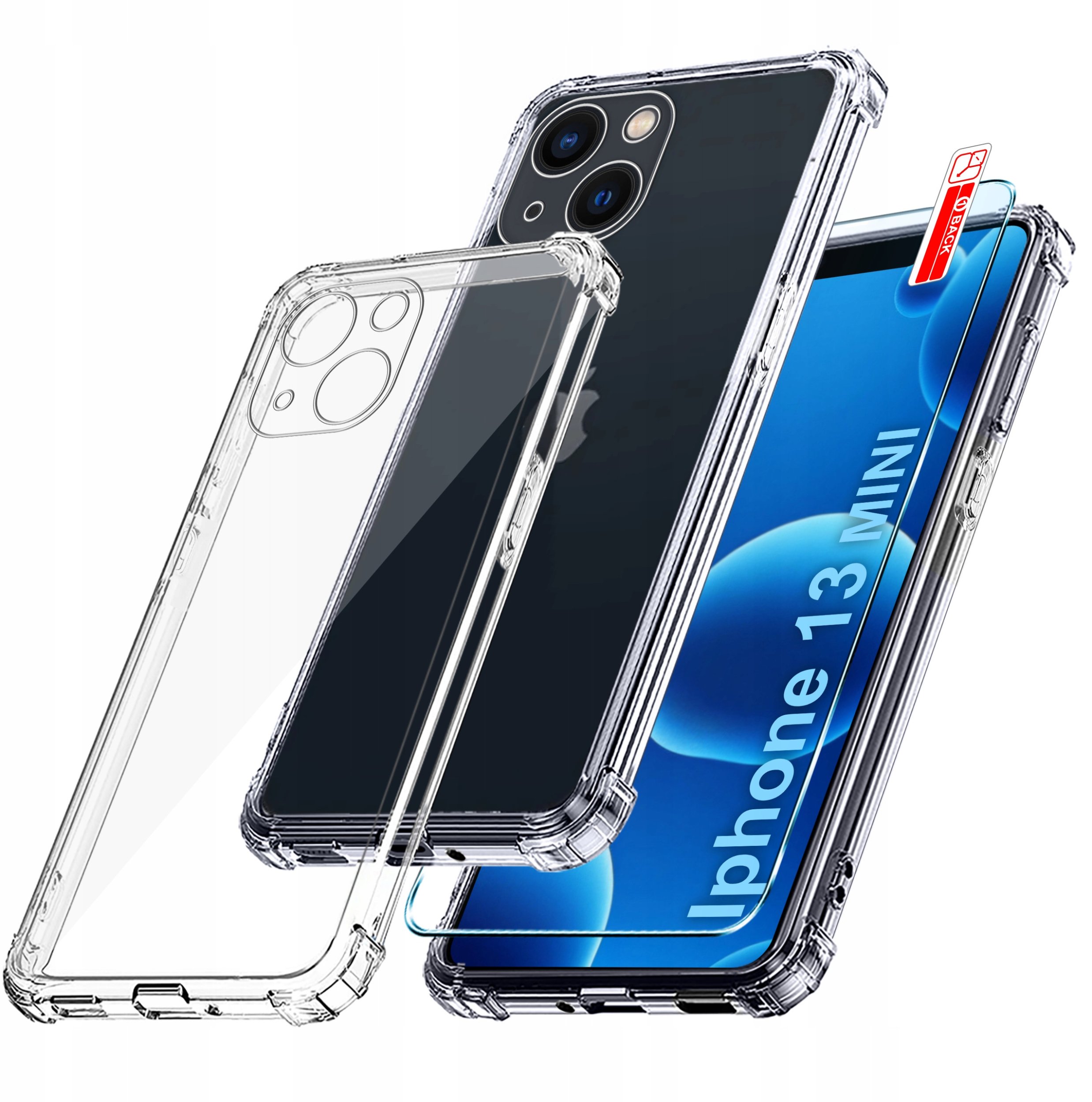 Etui do iPhone 13 Mini PANCERNE CASE SILICON GUMOWE SLIM + SZKŁO 9H