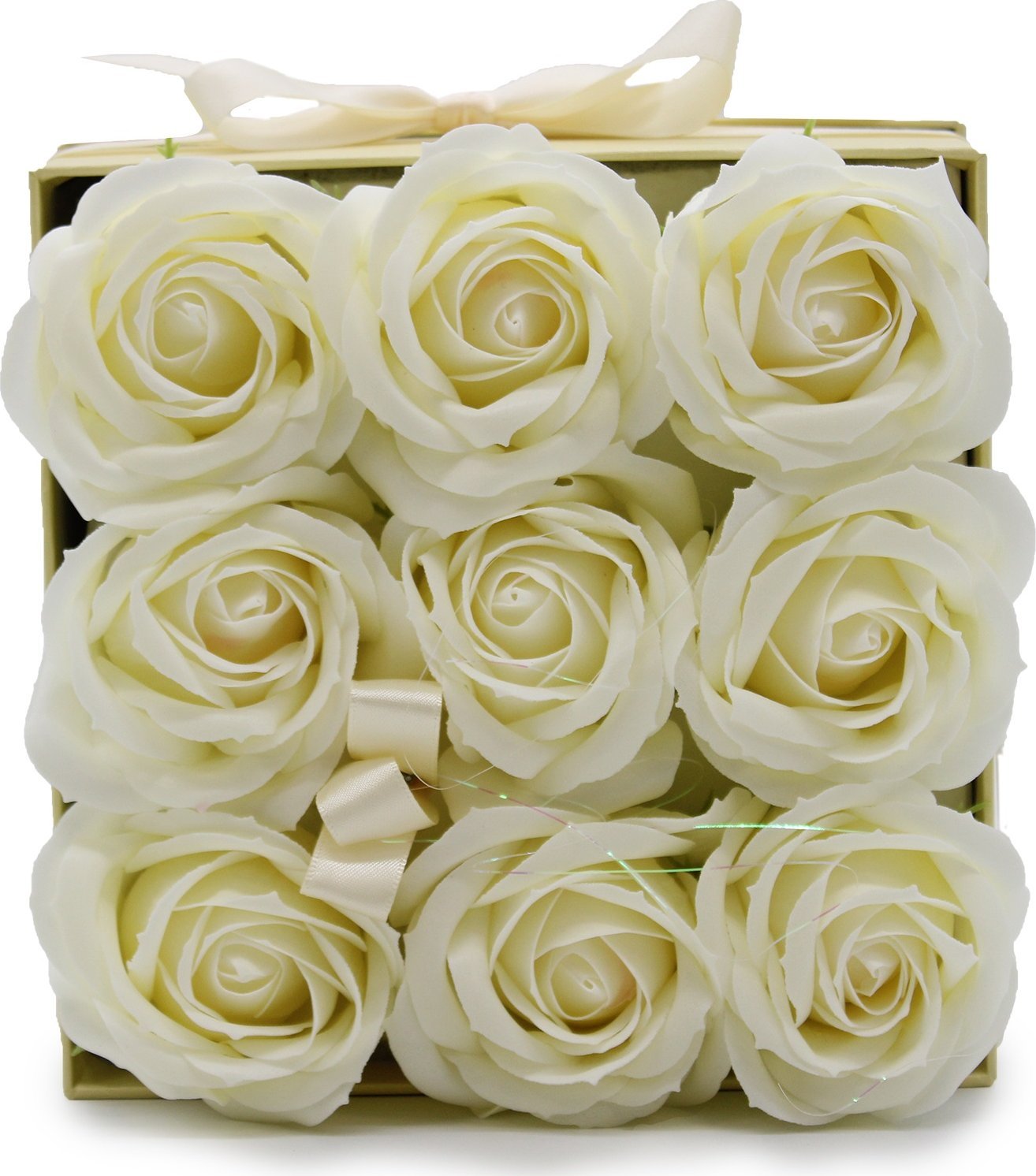 Bispol Mydlany Flower Box - 9 Kremowych Róż w Kwadratowym Pudełku