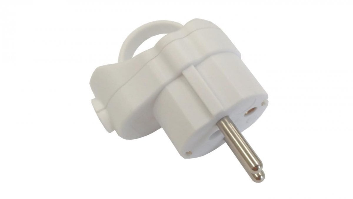 Wtyczka kątowa z uchwytem, unischuko 2P+Z IP20 250V 16 A biała 24013