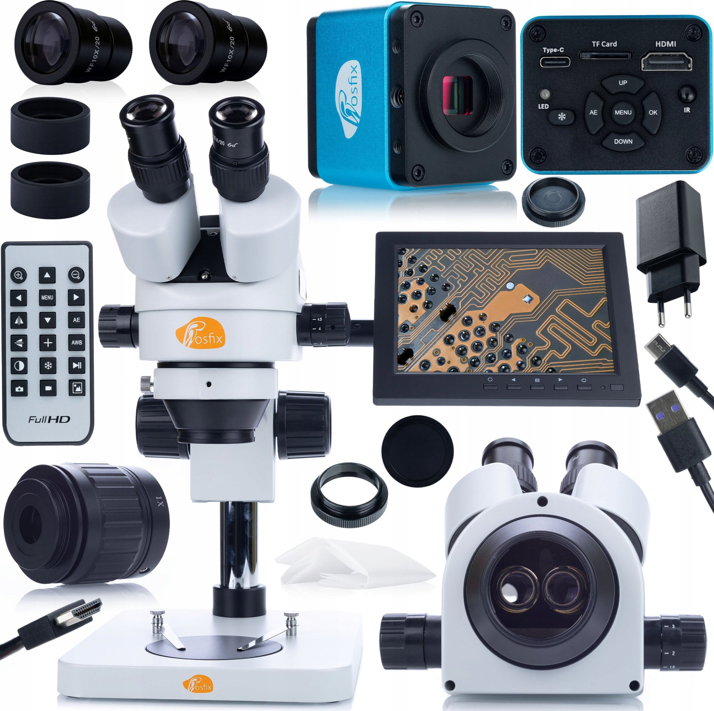 Mikroskop Rosfix ZESTAW MIKROSKOP OPTYCZNY MERCURY 270x KAMERA 4K HDMI UCHWYT WYŚWIETLACZ HQ