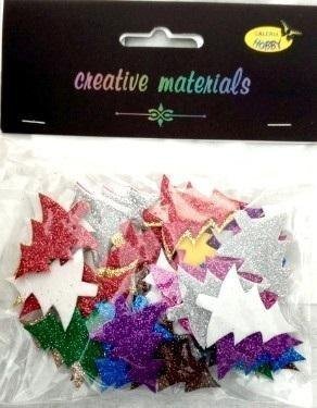 Party Deco Choinki z brokatowej pianki kolorowe około 60szt