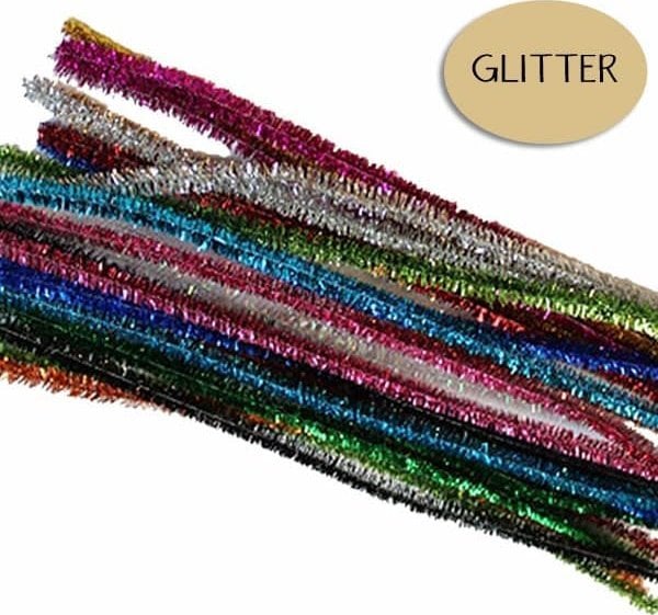 Carioca Chenille glitter 30cm 8mm 24 stk mix