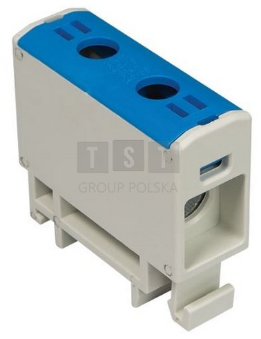 48.502 Blok rozdzielczy-odgałęźny 1-polowy AL/CU 35-240mm2 niebieski montaż płaski i na szynę TH WLZ35P/240/n 48.502