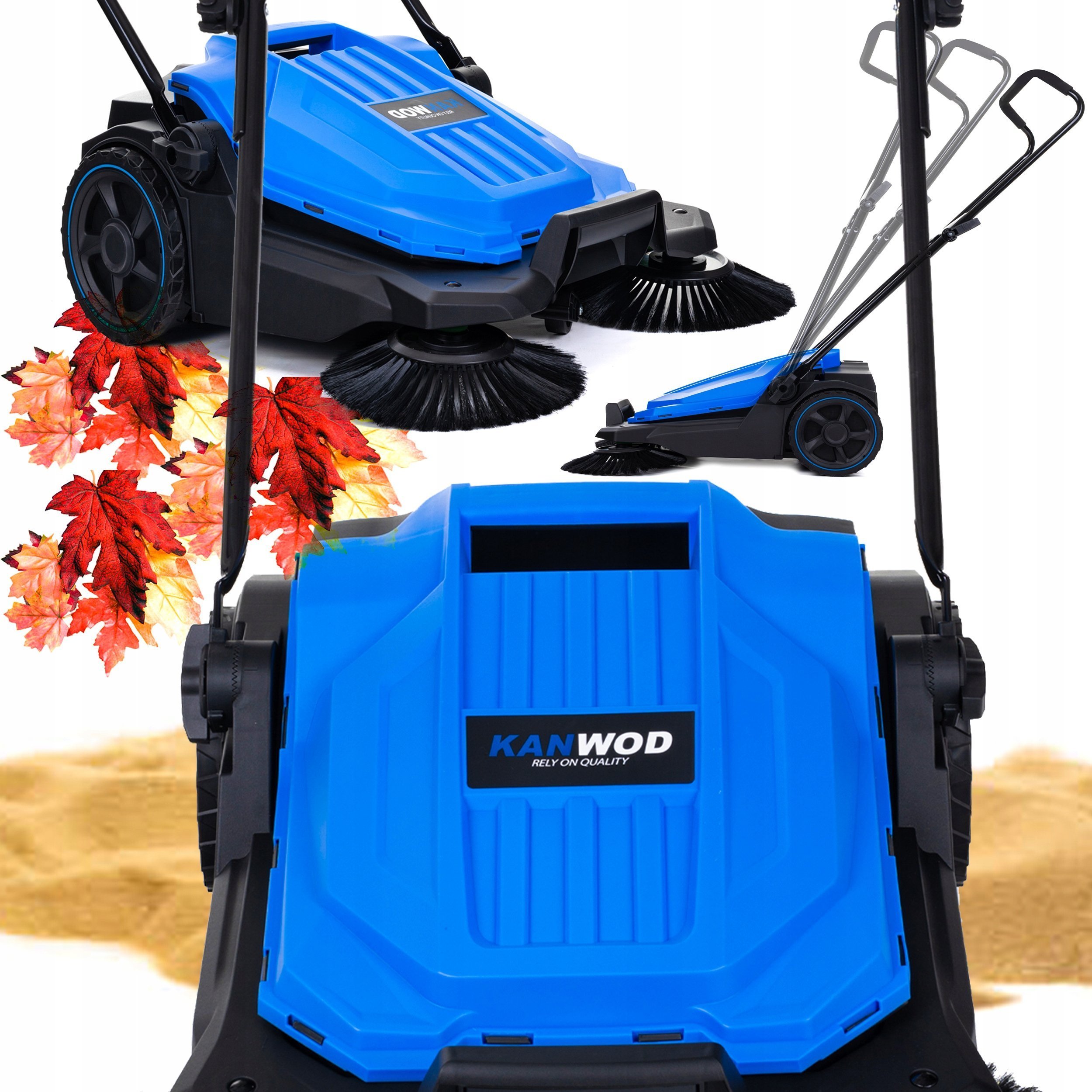 Kanwod ZAMIATARKA RĘCZNA DO LIŚCI KOSTKI TARASU GARAŻU 3x szczotka DUŻY ZESTAW XL