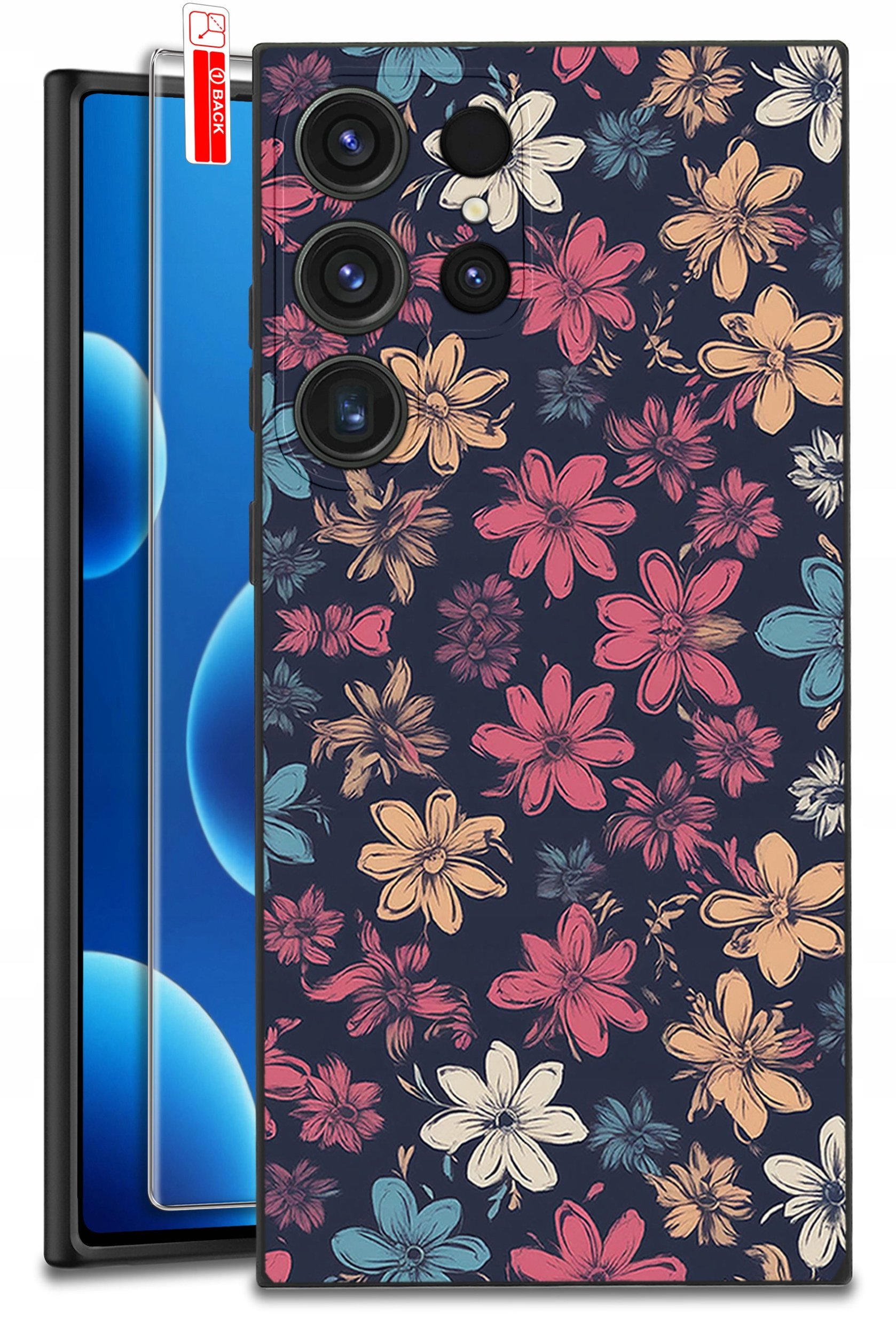 ETUI do Samsung Galaxy S25 Ultra WZORY | SILIKONOWE MATT CASE + SZKŁO 9H