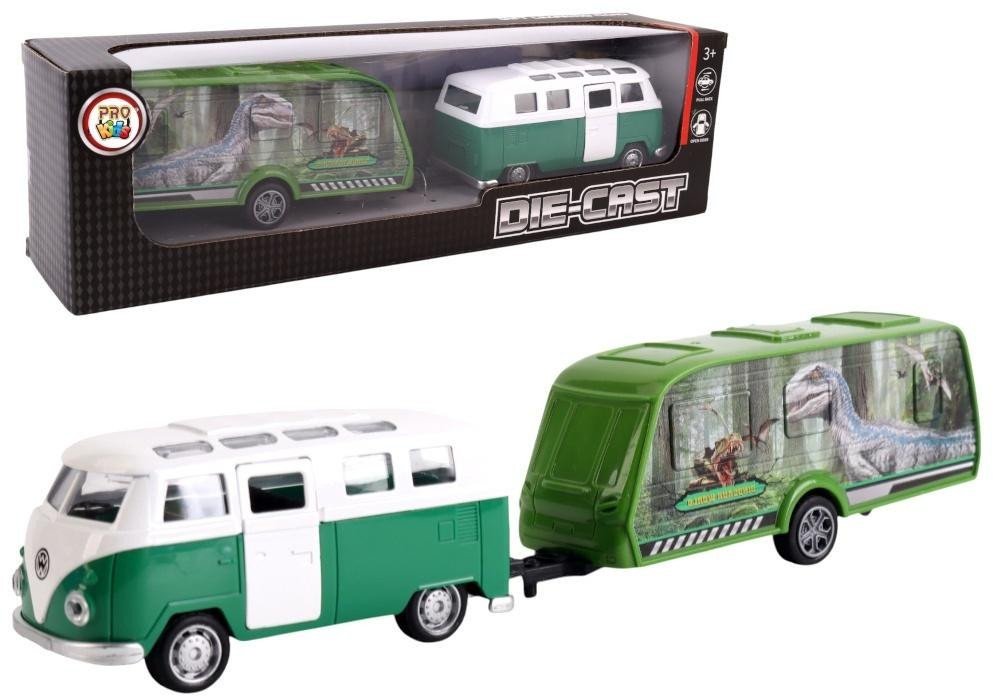 Samochód Van z przyczepą kempingową metal no.2