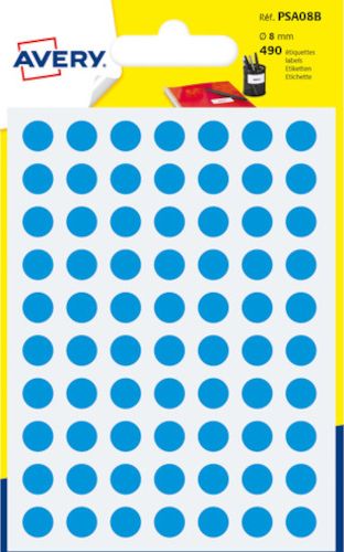 etykiety okrągłe 8 mm papier FSC niebieski 490 szt