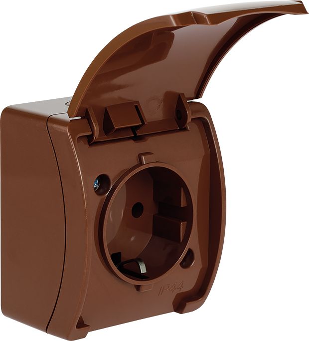 Elektro-Plast Gniazdo pojedyncze Koala Schuko n/t IP44 brąz z klapką brąz (61.390)
