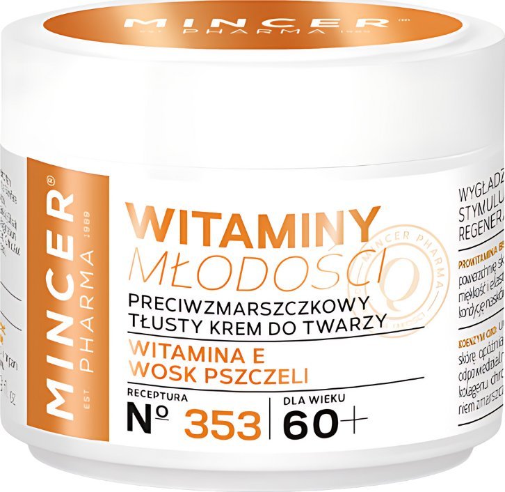 Mincer Pharma Witaminy Młodości Krem przeciwzmarszczkowy tłusty 60+ nr 353 50ml