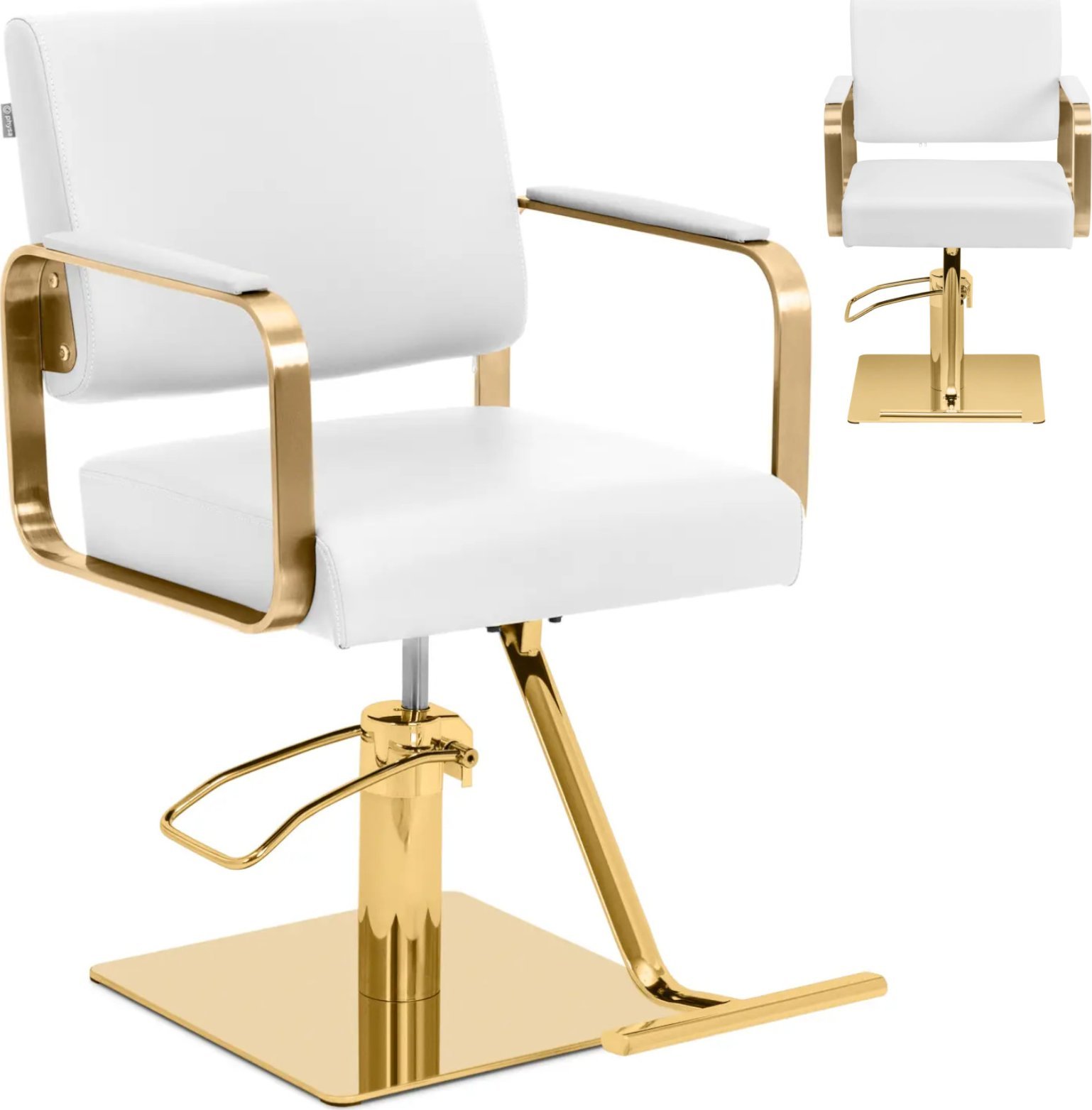 Physa Fotel fryzjerski barberski kosmetyczny z podnóżkiem Physa OTLEY - biało złoty Fotel fryzjerski barberski kosmetyczny z podnóżkiem Physa OTLEY -