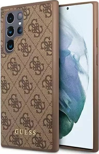 Guess Etui Guess GUHCS23LG4GFBR do Samsung Galaxy S23 Ultra S918 brązowy/brown hard case 4G Metal Gold Logo