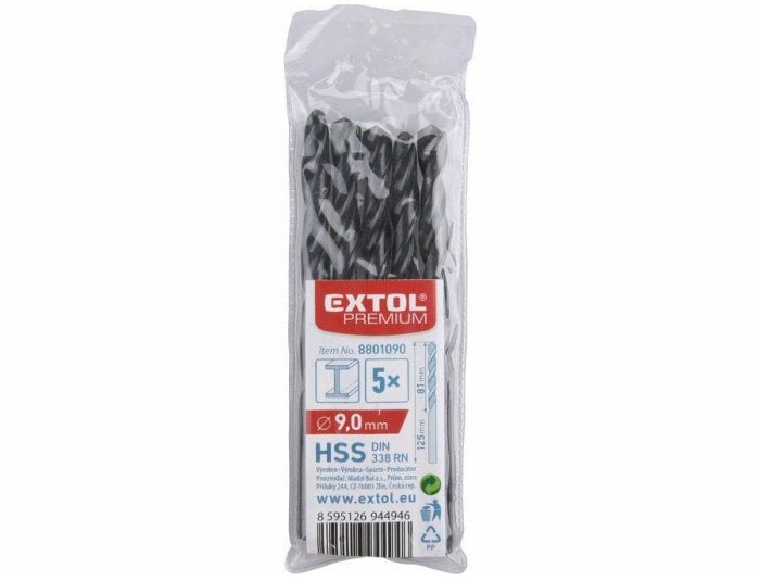 Extol Premium Wiertła Do Stali Hss 5Szt 9,0 L=125 L1=81 8801090