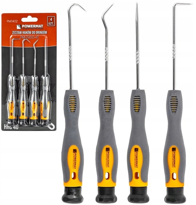 ZESTAW HACZYKÓW Z RĘKOJEŚCIĄ 4el. HAKÓW SKROBAKÓW DO ORINGÓW USZCZELEK HAK