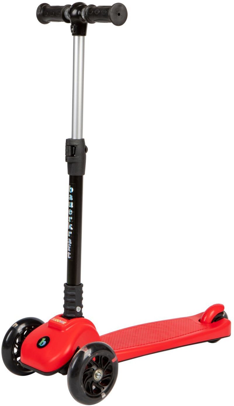 Czerwona balansowa hulajnoga składana trójkołowa ze świecącymi kołami LED