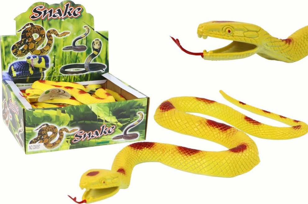 LeanToys Sztuczny Gumowy Wąż Żółty z Czerwonymi Łatkami Strukturalny