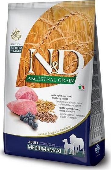 Farmina FARMINA N&D ANCESTRAL GRAIN DOG LAMB AND BLUEBERRY PUPPY MEDIUM & MAXI 12kg