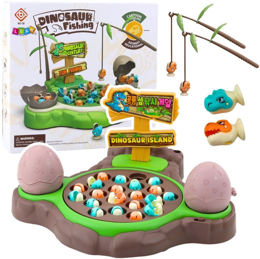 Gra Zręcznościowa Łowienie Dinozaurów Wędki Magnetyczne Dźwięki LEAN Toys