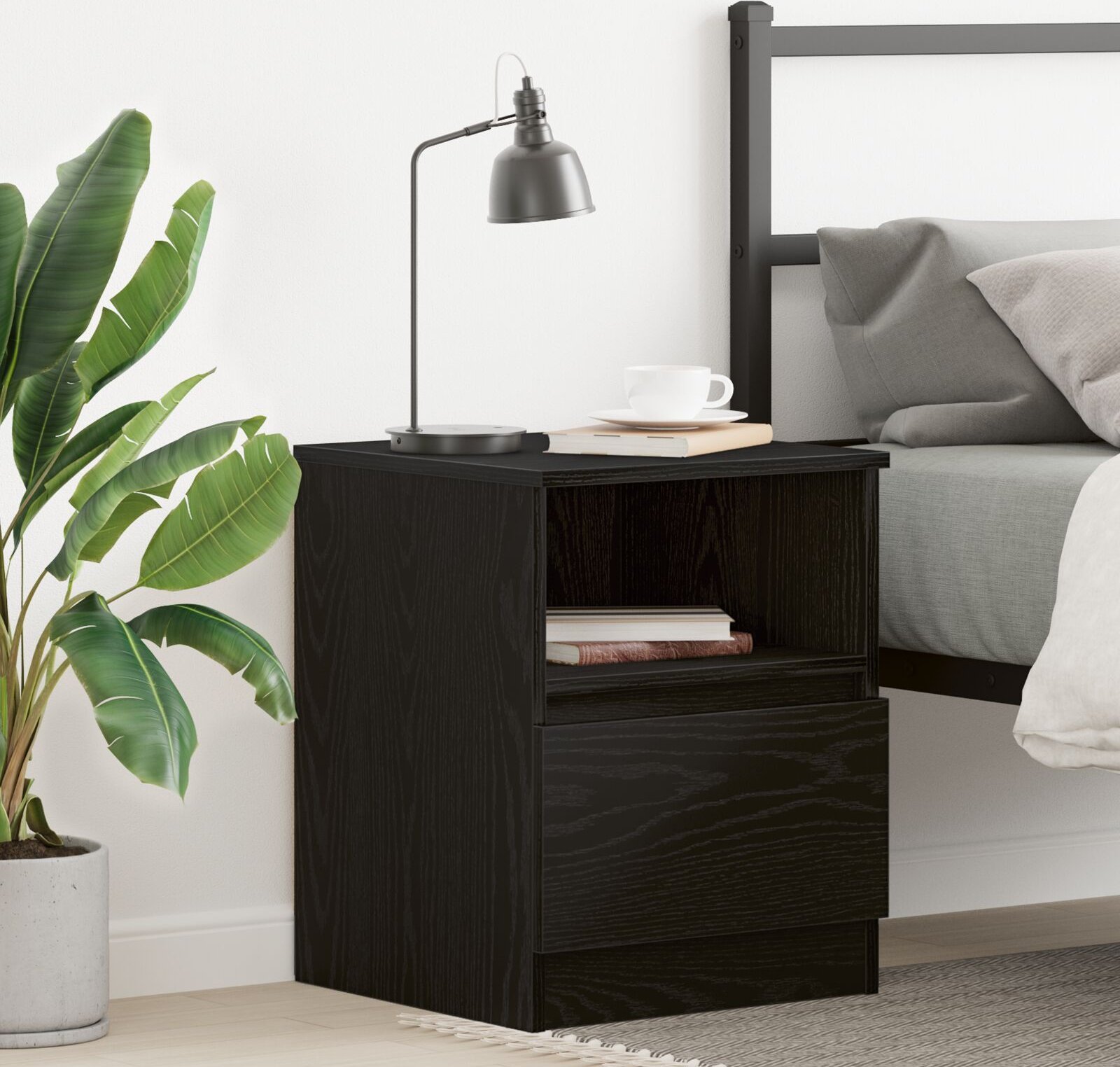 vidaXL Szafka nocna Czarny dąb Materiał drewnopochodny 40x40x50 cm