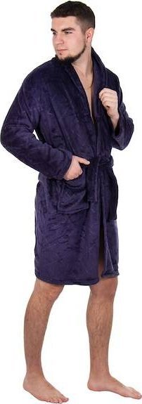 Springos Szlafrok męski z polaru rozm. L/XL z paskiem granatowy UNIWERSALNY