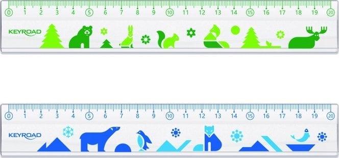 Keyroad Linijka plastikowa KEYROAD, 20cm, transparentna z nadrukiem deco, zawieszka