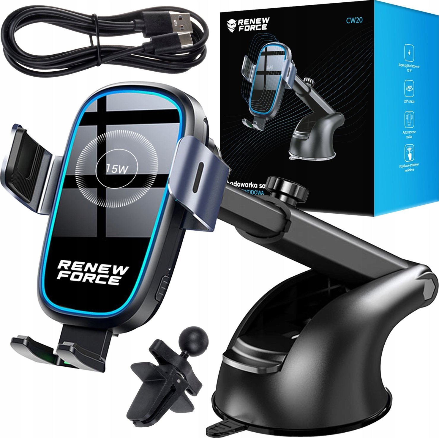 ŁADOWARKA INDUKCYJNA DO SAMOCHODU UCHWYT CW20