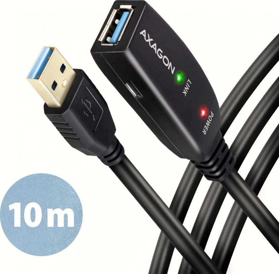 Kabel USB Axagon USB-A - USB-A 10 m Czarny (ADR-310)